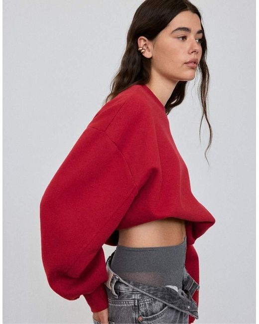 Stradivarius Red Basic Sweatshirt
