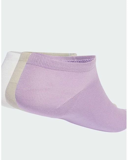 Pack De 3 Pares De Calcetines Bajos De Color Blanco, Ciruela Empolvado Y Menta Thin Linear De -Morado Adidas Originals de color Purple