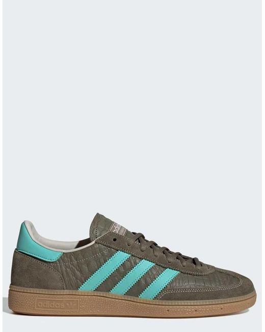 Adidas Originals Green Handball Spezial Trainers Khaki And Mint With Gum Sole for men