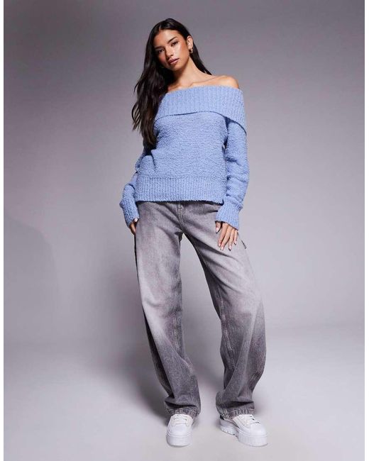 Jersey Con Escote Bardot De Bouclé Parkley De Princess Polly de color Blue