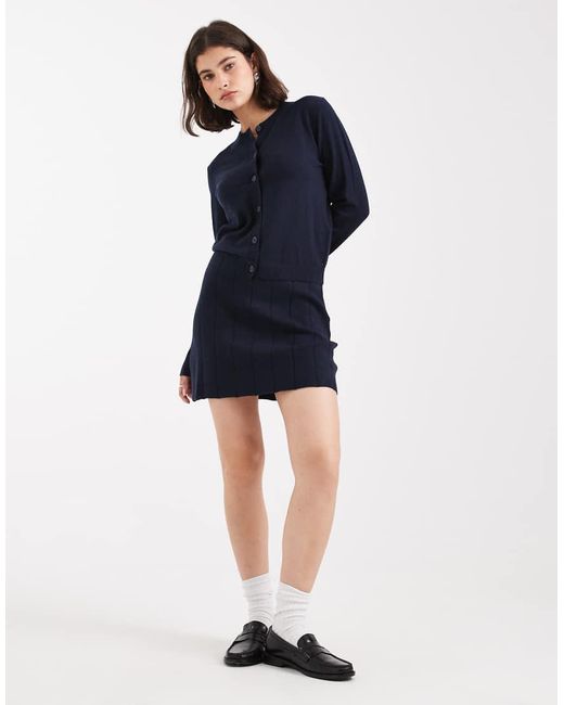 Object Blue Fine Gauge Knit Mini Skirt