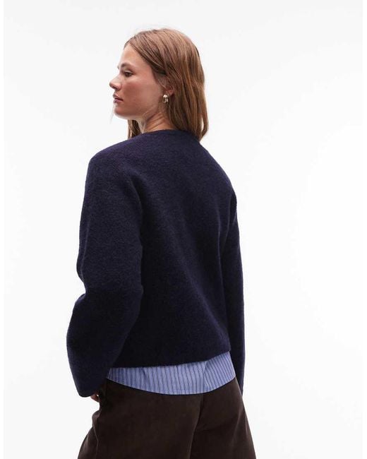 & Other Stories Blue Alpaca And Wool Cardigan With Button Front