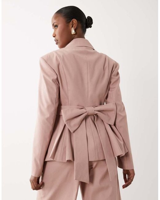 ASOS Pink Structured Blazer With Bow Back