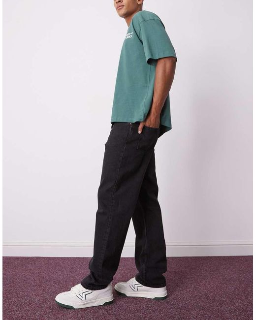 Weekday Black Space Relaxed Fit Straight Leg Jeans for men