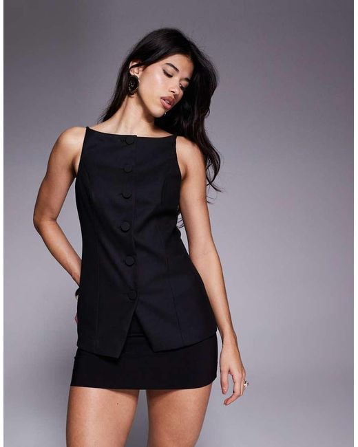 River Island Blue Square Neck Waistcoat