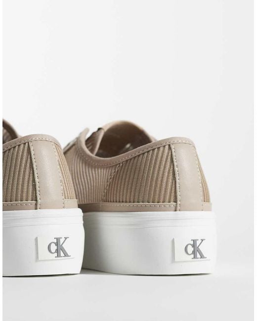 Calvin Klein White Lace Up Flatforms