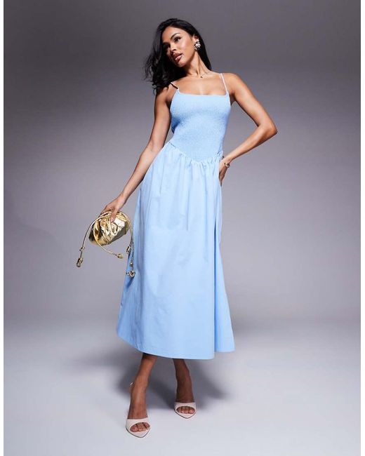 forever new light blue dress Forever New bardot ruffle midaxi dress in light blue