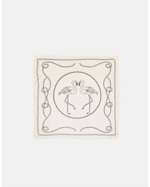 Stradivarius Natural Crochet Flower Scarf