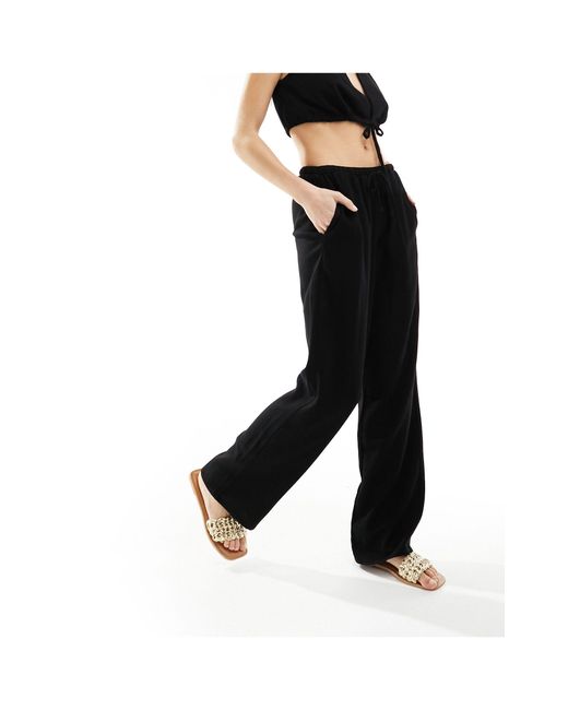4th & Reckless Black Tie Front Beach Pants