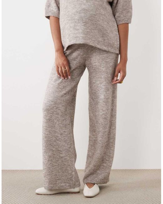 ASOS Natural Asos Design Maternity Wide Leg Trouser With Wool Co-ord