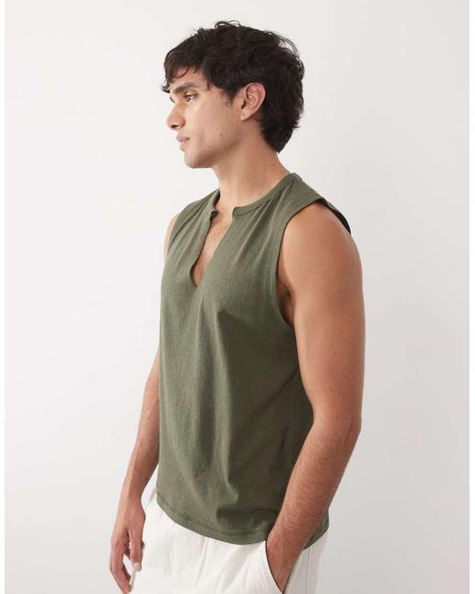 ASOS Green Regular Fit Tank With V-neck for men
