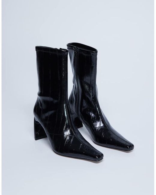 TOPSHOP Black Pearl Point Toe Ankle Boot