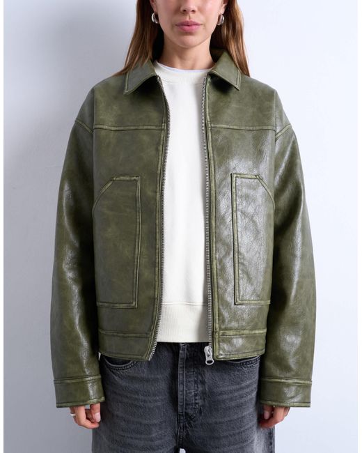 TOPSHOP Gray – jacke aus kunstleder
