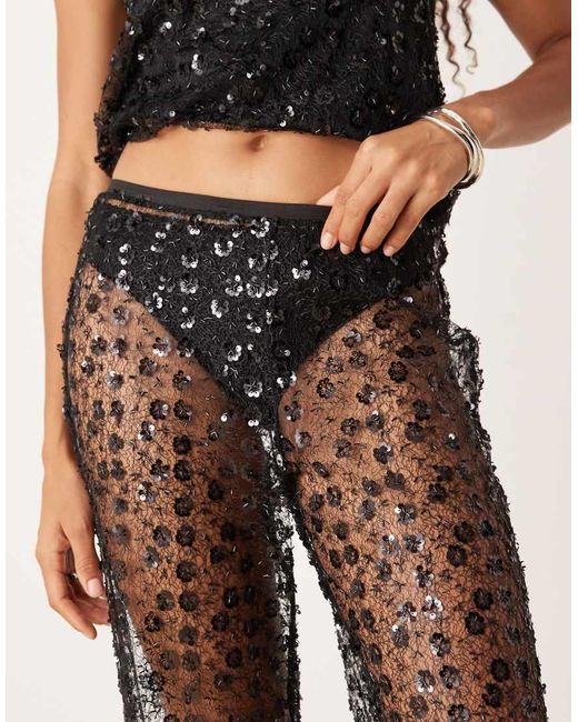 JJXX Natural Co Ord Sequin Trousers