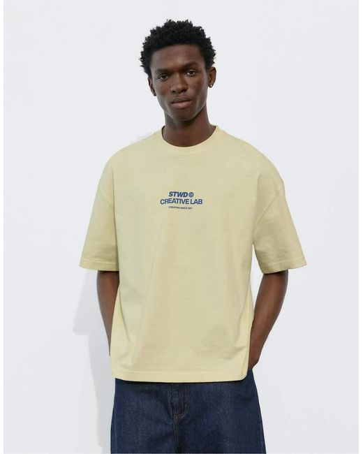Pull&Bear Green Stwd Creative Lab T-shirt for men