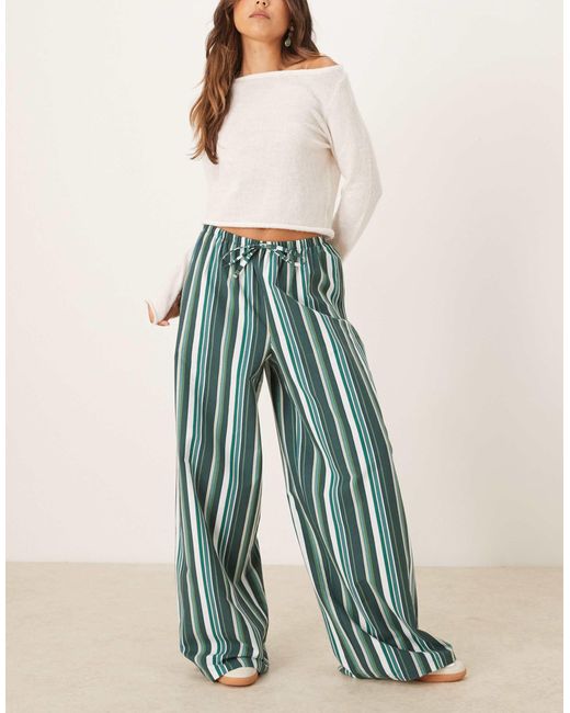 ASOS Blue Linen Blend Pull On Trouser