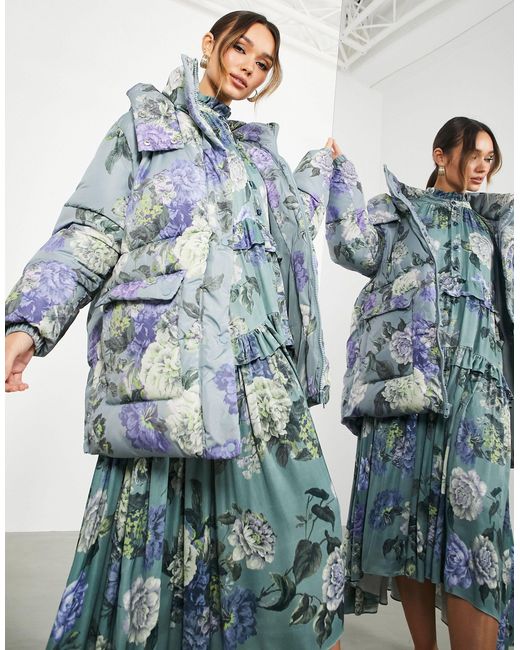 asos blue puffer jacket