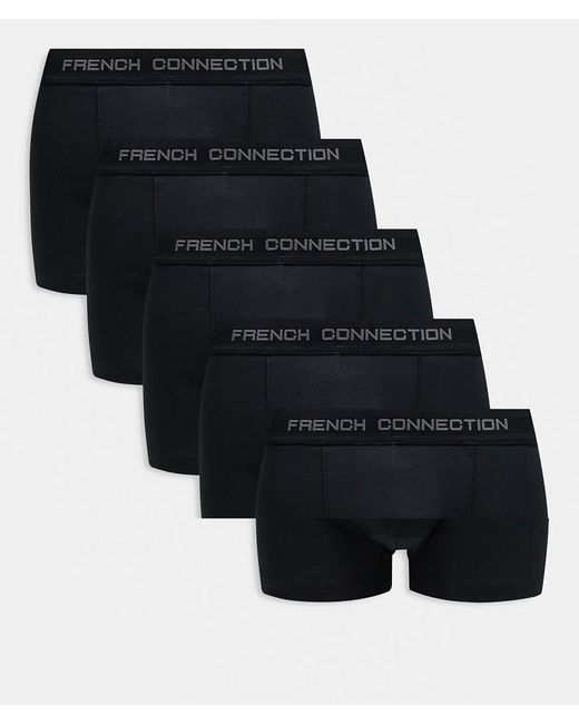 French Connection Black 5 Pack Cotton Boxers for men