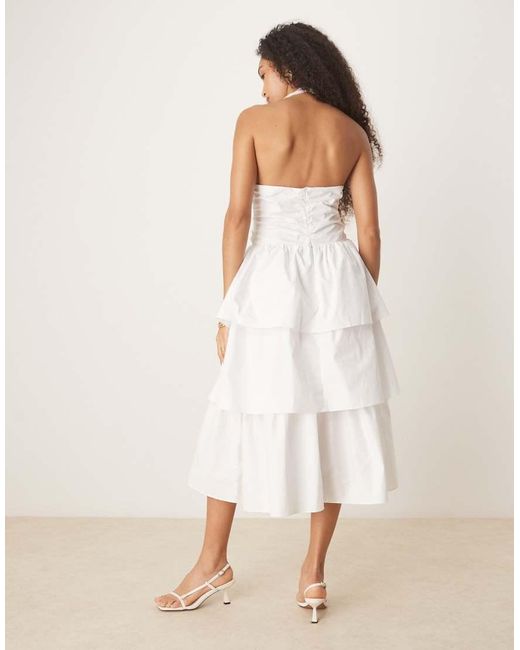 Glamorous Natural Tiered Halterneck Maxi Dress
