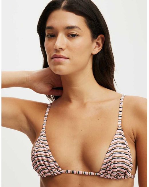 Cotton On Brown Micro Slider Triangle Bikini Top