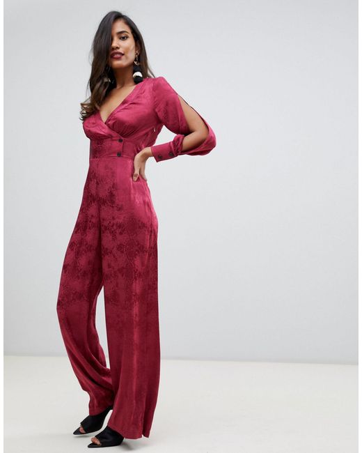 red wrap jumpsuit