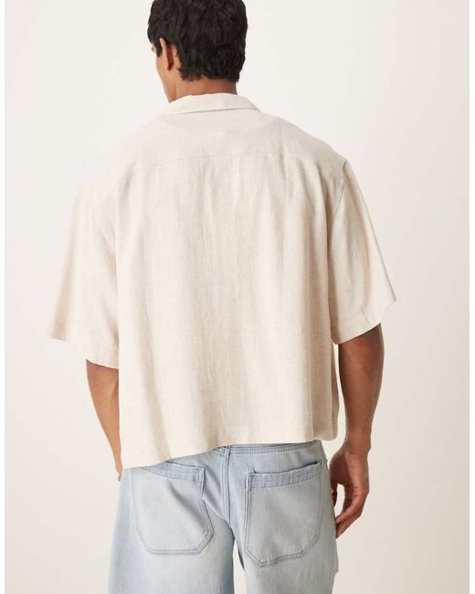 ASOS White Boxy Oversized Revere Linen Blend Shirt for men