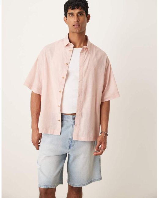 Camisa De Corte Cuadrado Extragrande De Tejido Efecto Lino De ASOS de hombre de color Natural