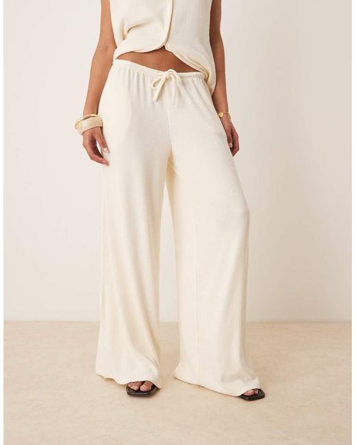 ASOS Natural Textured Knit Wide Leg Trouser