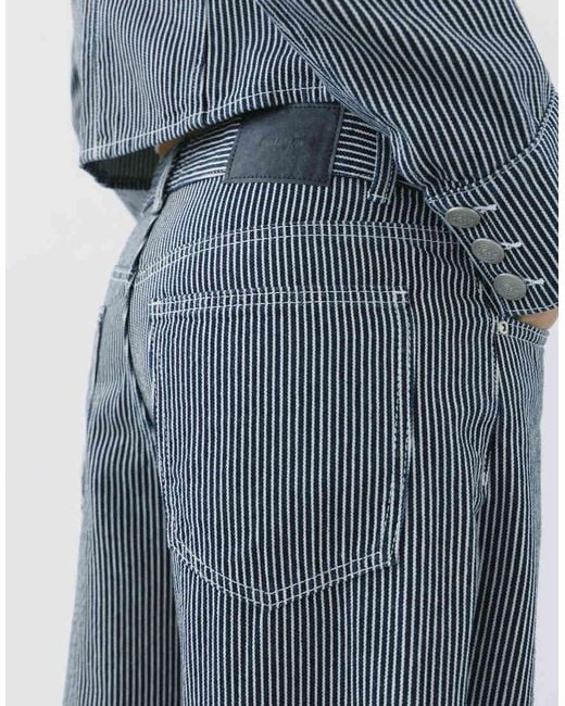 Pull&Bear Blue Low-rise Striped baggy Jeans