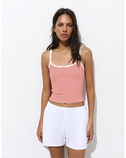 Pull&Bear Red Striped Strappy Top