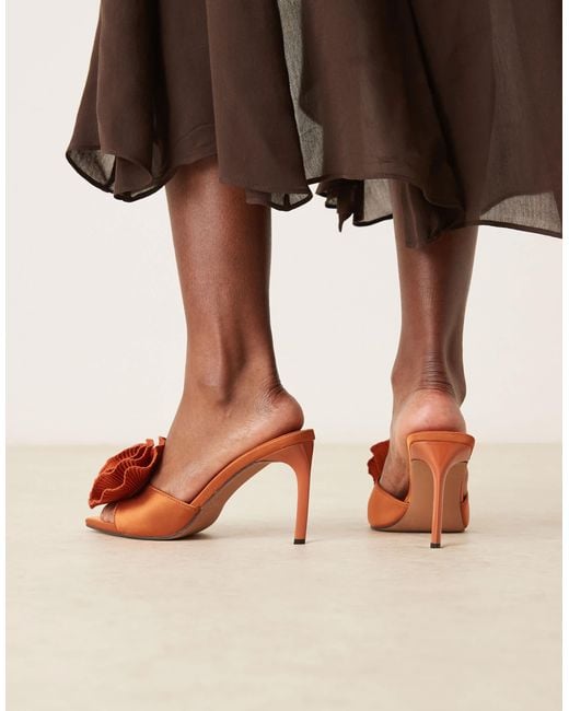 ASOS Brown Naomi Corsage Detail High Heel Mules
