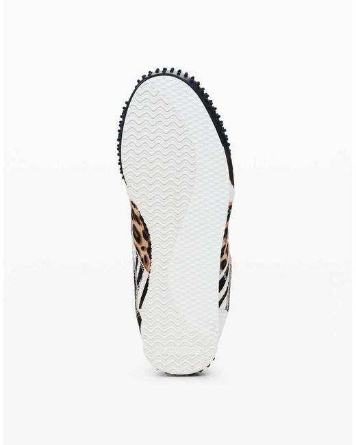 Desigual White Patchwork Animal Print Sneakers