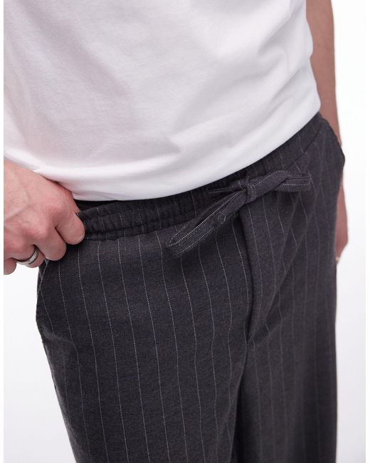 Topman White Wide Leg Pin Stripe Trouser for men
