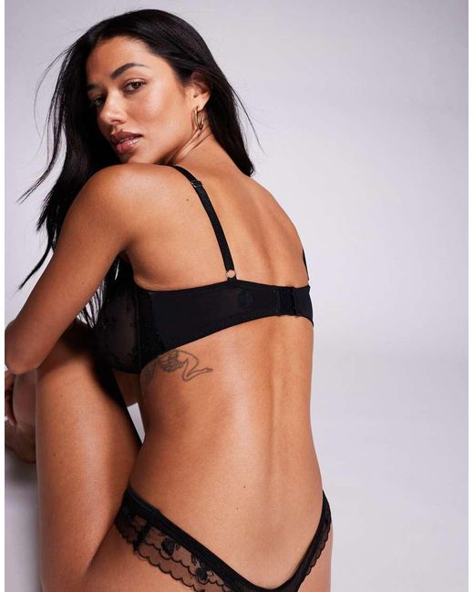 ASOS Black Asos Deisgn Fuller Bust Valentina Floral Embroidered Underwired Bra With Satin Binding