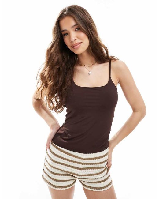 Pull&Bear Vormgevende Cami-Top Van Polyamide in het Brown