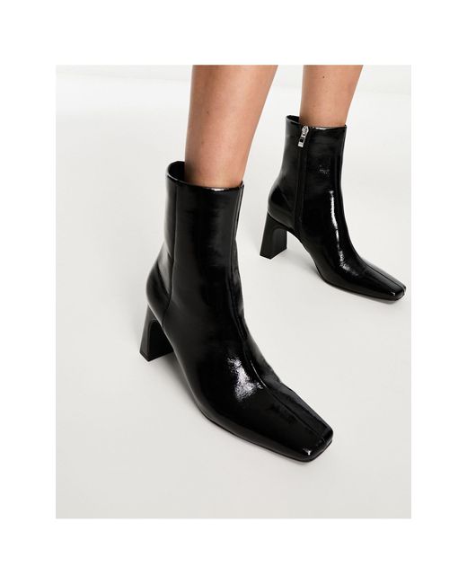 Glamorous Black Mid Heel Ankle Boots