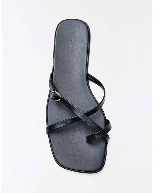 Bershka White Multi-strap Flat Slider Sandals