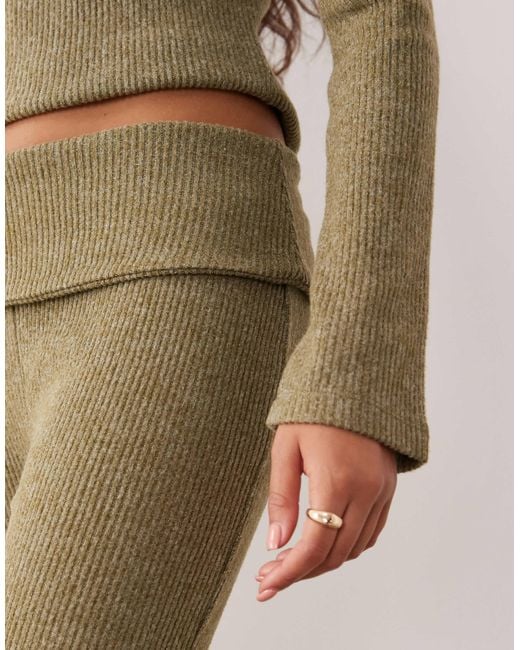 ASOS Natural – weiche hose aus angerautem rippstrick