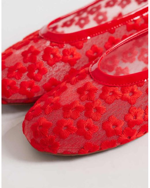 Raid Enida Ballet Flats With Embroidered Flowers