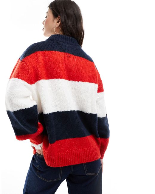 Tommy Hilfiger Red Colorblock Sweater