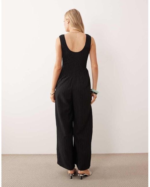 ASOS Black Scoop Neck Crinkle Jumpsuit
