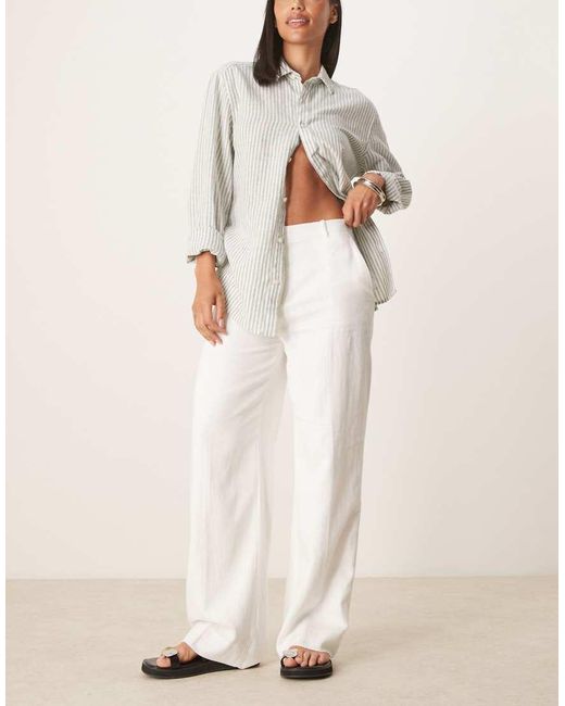 Abercrombie & Fitch Natural Curve High Rise Linen Tailored Trousers