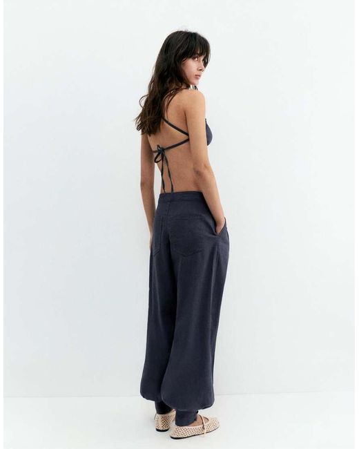 Pull&Bear Blue Rustic Sarouel Trousers