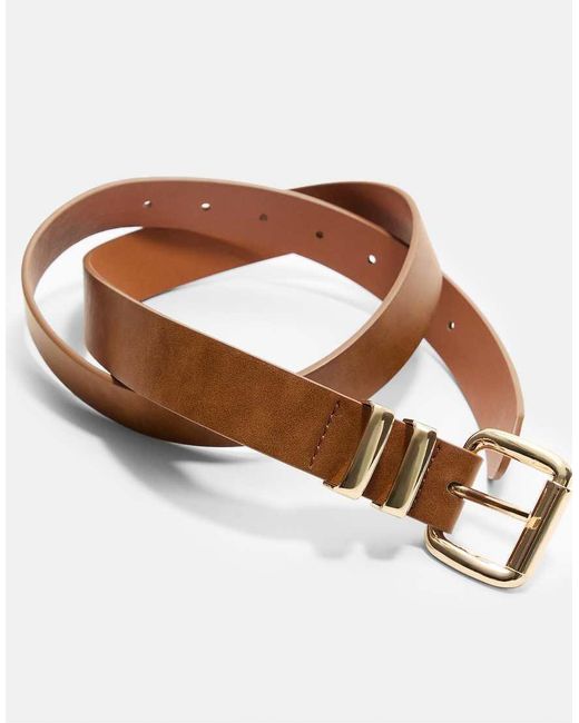 Stradivarius White Basic Belt With Square Buckle
