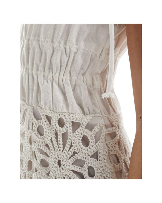 Amy Lynn White Linen Maxi Dress With Crochet Skirt