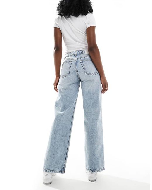 Monki Blue Imoo Low Waist Wide Leg Jeans