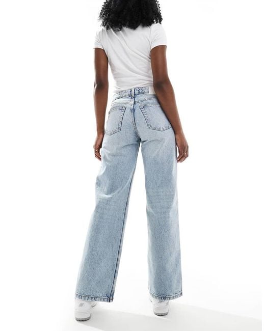 Monki Blue Imoo Low Waist Wide Leg Jeans