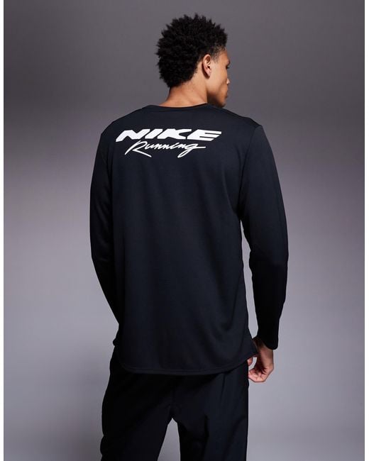 Nike Blue Miler Logo Long Sleeve T-shirt for men