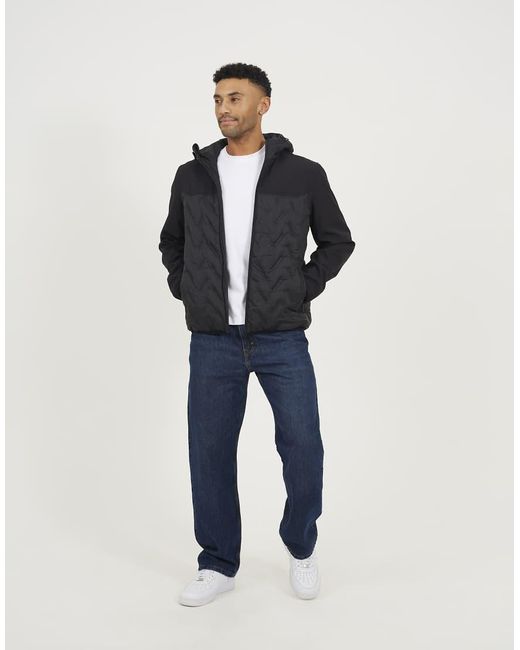Brave Soul Blue Quilted Hooded Zip-Up Jacket for men