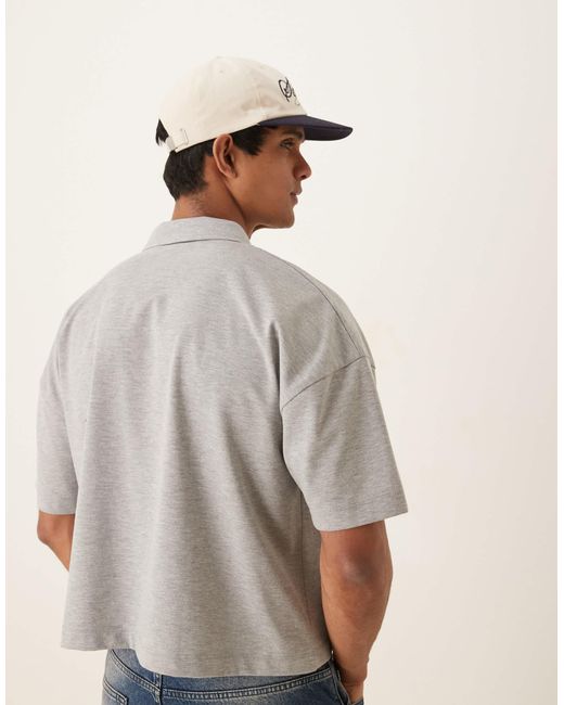 ASOS Gray Cropped Oversized Polo for men